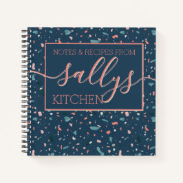 Cuaderno Receta casera de Navy Terrazzo Kitchen Notes