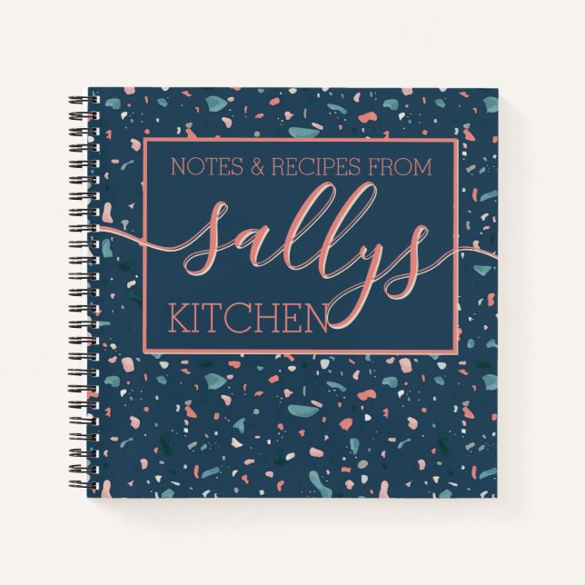 Cuaderno Receta casera de Navy Terrazzo Kitchen Notes (Anverso)