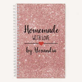 Cuaderno Receta casera de purpurina rosa rosa con amor