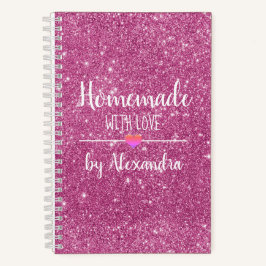 Cuaderno Receta casera de purpurina rosa y amor