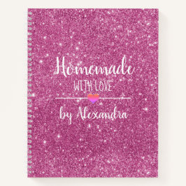 Cuaderno Receta casera de purpurina rosa y amor