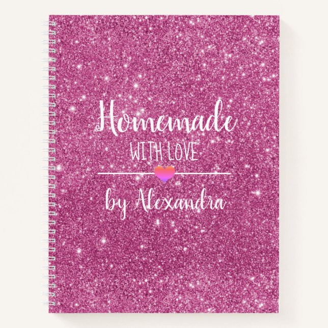 Cuaderno Receta casera de purpurina rosa y amor (Anverso)