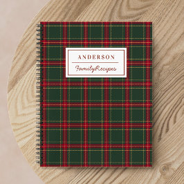Cuaderno Receta Clásica de Navidad con Cuadros y Nombre de