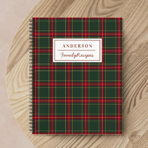 Cuaderno Receta Clásica de Navidad con Cuadros y Nombre de