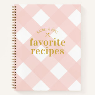 Cuaderno Receta clásica elegante de Rubor Gingham Newlyweds