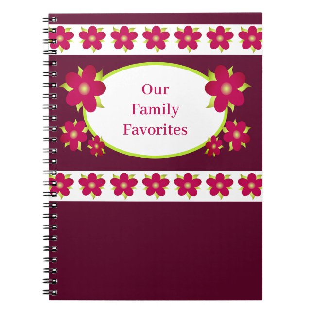 Cuaderno Receta con acento floral de ciruela y borgoña (Frente)