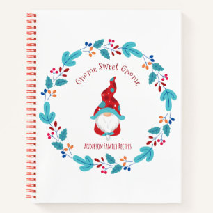 Cuaderno Receta Cookbook Holiday Gnome Floral Wreath Modern