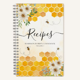 Cuaderno Receta de abeja bumble de panal de miel floral de 