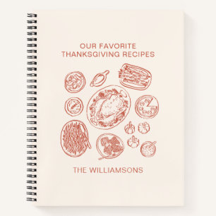 Cuaderno Receta de Acción de Gracias con nombre de familia