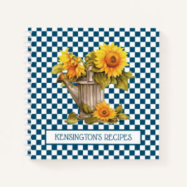 Cuaderno Receta de acuarela de girasoles de color azul a cu