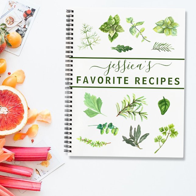 Cuaderno Receta de Acuarela Hierbas Follaje Personalizado C (Subido por el creador)