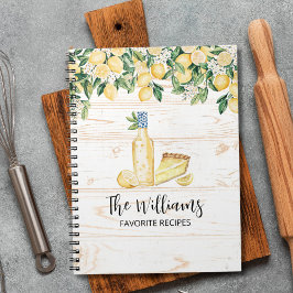 Cuaderno Receta de árbol de limón amarillo monograma en mad