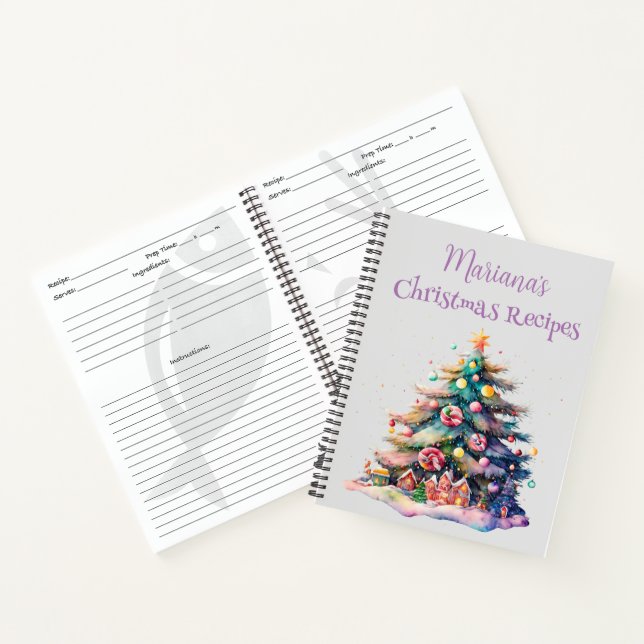 Cuaderno Receta de árbol de Navidad morado (Interior)