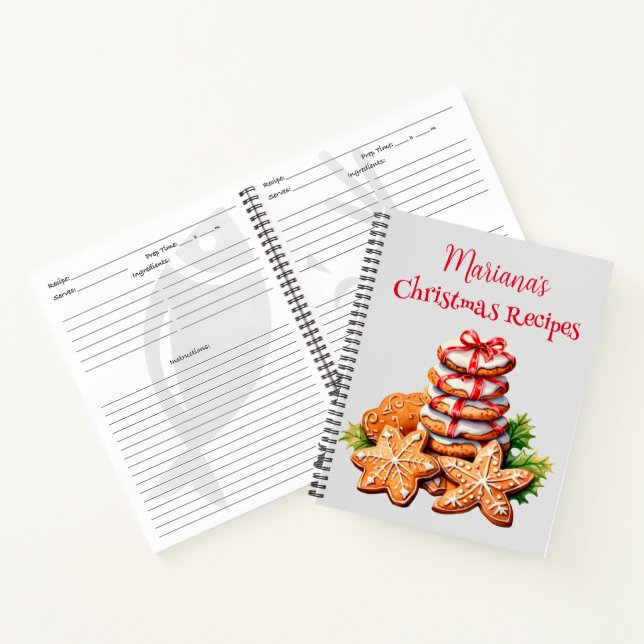 Cuaderno Receta de árbol de Navidad rojo (Interior)