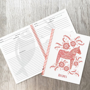 Cuaderno Receta de arte folclórico tradicional Dala Horse d