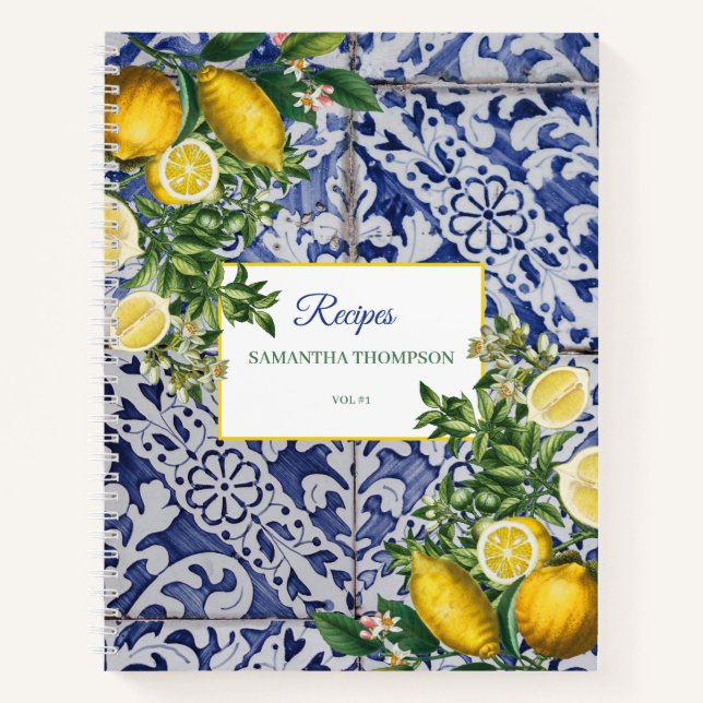 Cuaderno Receta de azulejos portugueses de verano de limón  (Anverso)