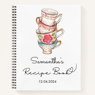 Cuaderno Receta de boda moderna con rubor y té blanco 