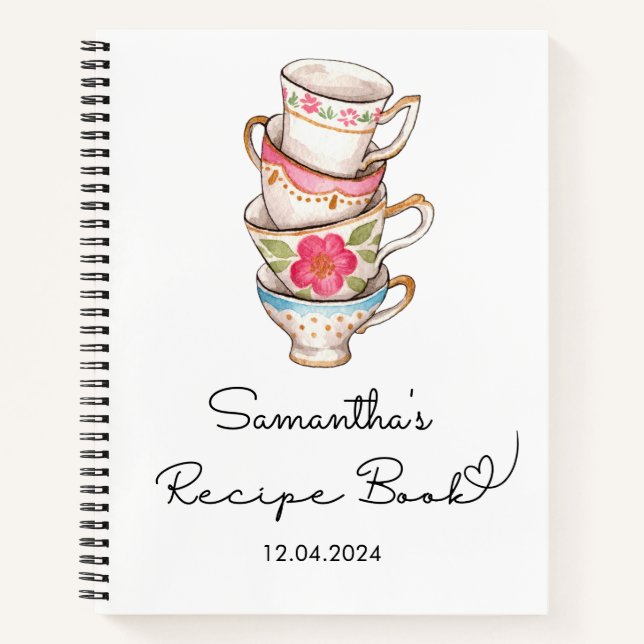 Cuaderno Receta de boda moderna con rubor y té blanco  (Anverso)