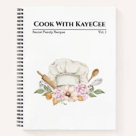 Cuaderno Receta de Bouquet Gorra del chef Watercolor