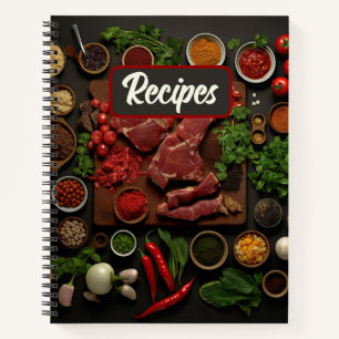 Cuaderno Receta de carne, verduras y especias