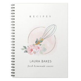 Cuaderno Receta de Chef Floral Floral de color de agua Rubo