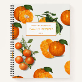 Cuaderno Receta de Citrus Naranja Vintage de color de agua