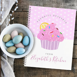 Cuaderno Receta de cocina: corazones de quequitos rosados m