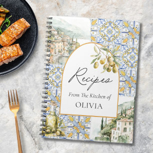 Cuaderno Receta de cocina de baldosas mediterráneas de oliv