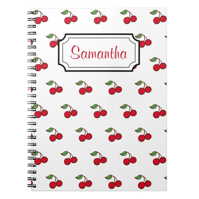 Cuaderno Receta de cocina de cerezo retro personalizado reg (Frente)
