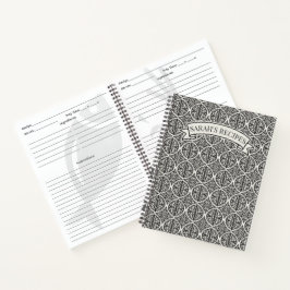 Cuaderno Receta de cocina de damasco negro vintage