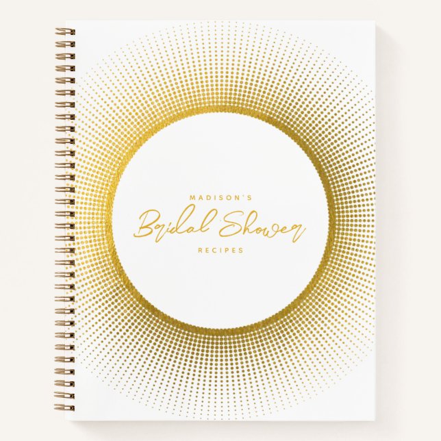 Cuaderno Receta de cocina de ducha nupcial de oro blanco (Anverso)
