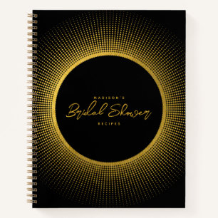 Cuaderno Receta de cocina de ducha nupcial negro oro