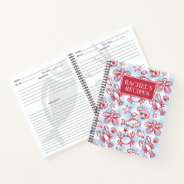 Cuaderno Receta de cocina de gingham de mariscos costeros P