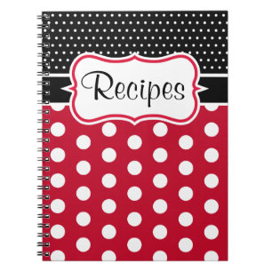 Cuaderno Receta de cocina de punto de Polka retro regalo pa