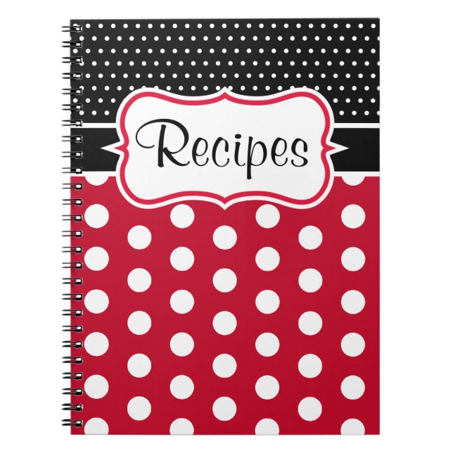 Cuaderno Receta de cocina de punto de Polka retro regalo pa (Frente)