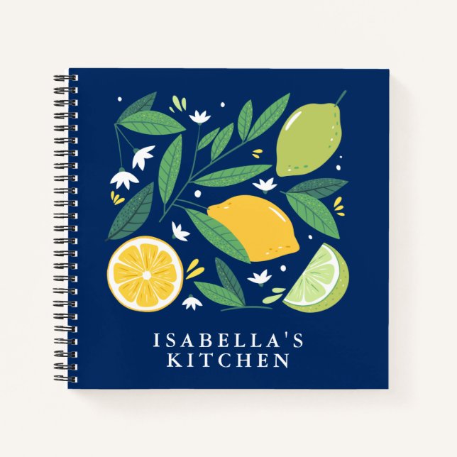 Cuaderno Receta de cocina personalizada de Lemon Lime Fruit (Anverso)