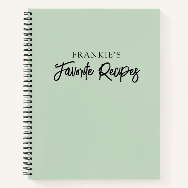 Cuaderno Receta de cocina verde con guion minimalista moder (Anverso)