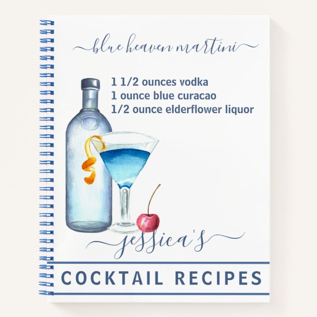 Cuaderno Receta de cóctel acuarela Martini de bebidas mixta (Anverso)