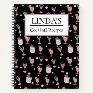 Cuaderno Receta de cóctel trendy Black