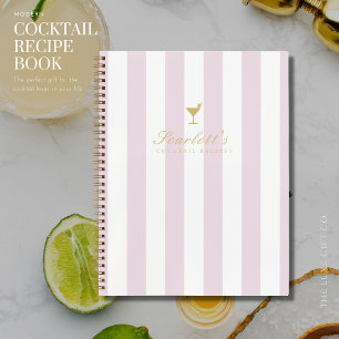 Cuaderno Receta de cócteles en blanco de raya de bonito Lil