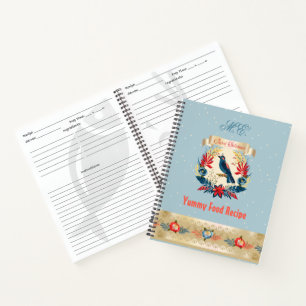 Cuaderno Receta de comida deliciosa de Navidad con monogram