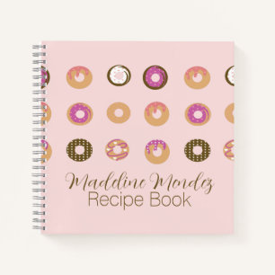 Cuaderno Receta de comida rosa de donuts mixtos
