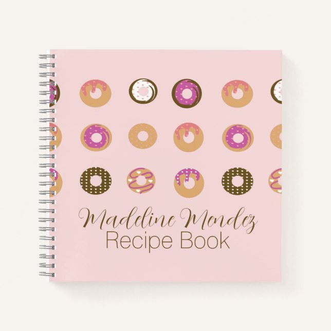 Cuaderno Receta de comida rosa de donuts mixtos (Anverso)