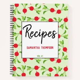 Cuaderno Receta de Cookbook en blanco del patrón verde rojo