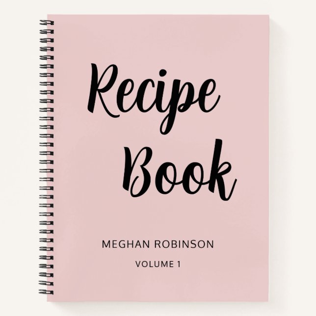Cuaderno Receta de Cookbook Rubor Pink Girly Monograma (Anverso)