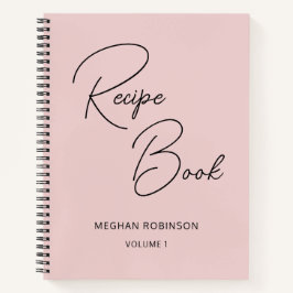 Cuaderno Receta de Cookbook Rubor Pink Girly Monograma
