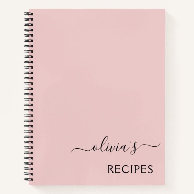 Cuaderno Receta de Cookbook Rubor Pink Girly Monograma (Anverso)