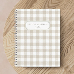 Cuaderno Receta de Cuadro de Búfalo Beige de Granja Moderna
