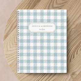 Cuaderno Receta de cuadros de búfalo azul de granja moderna