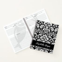 Cuaderno Receta de Damasco Negro Blanco Elegante